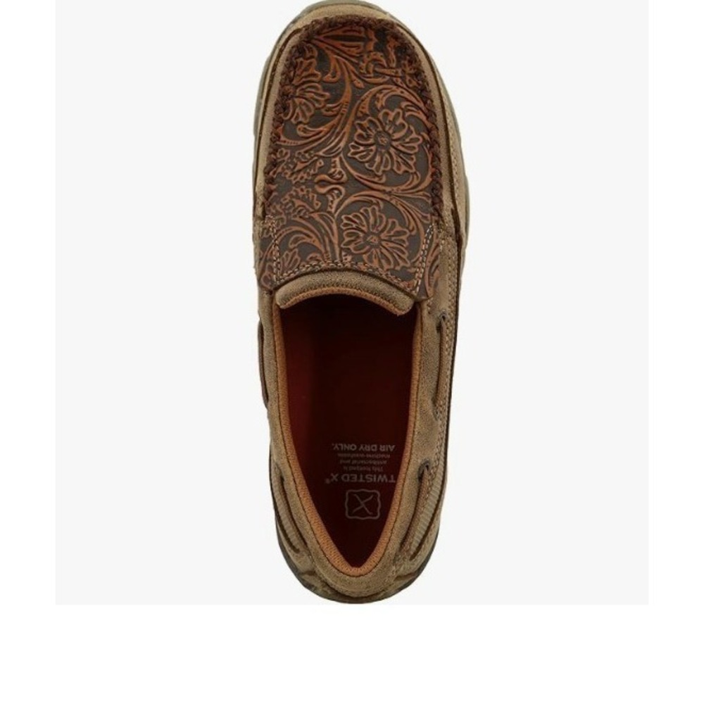 Twisted X Women's Slip‑On Driving Moc – Bomber Tooled Top Suede – Size 10 NIB